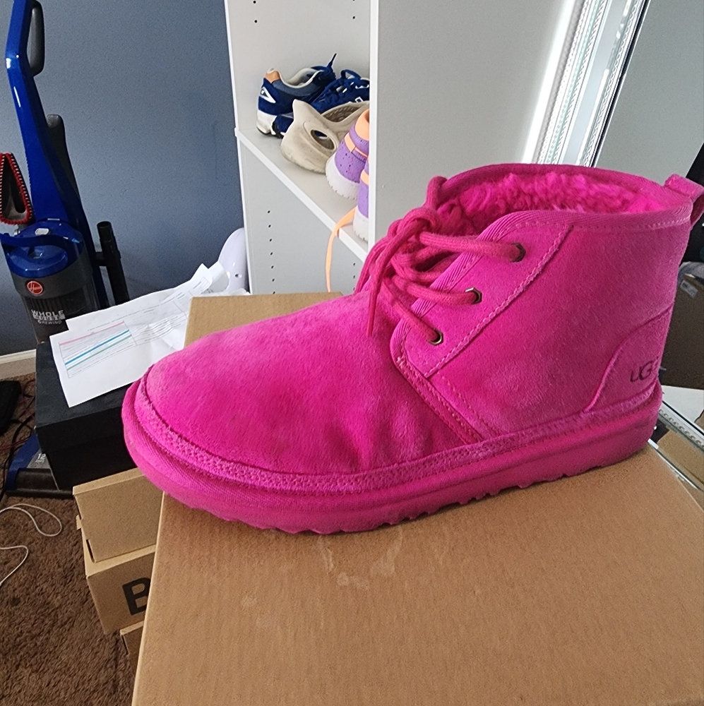 Bright Pink Suede Boots